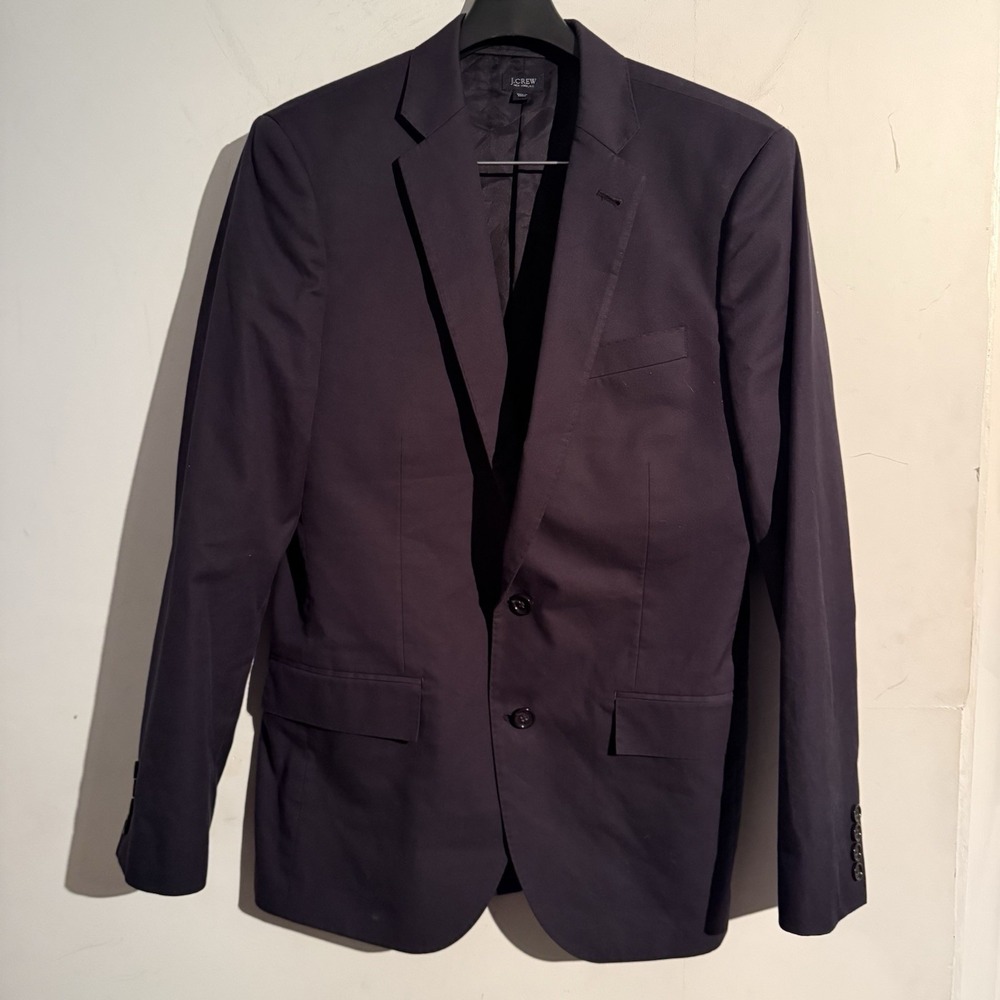 J Crew Ludlow Dark Blue Tollegno 1900 Fabric Two Button Blazer Suit Jacket 38R